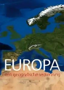 Een pixelachtige kaart van europa met het woord europa in witte, dikke letters, geschikt voor sociale geografie algemeen van perspectief uitgevers door leo paul