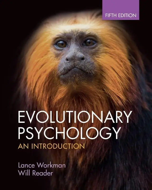 De cover van het vijfde editie leerboek evolutionary psychology an introduction toont een gouden leeuwtamarin met oranje vacht en donkere gezichtstekeningen