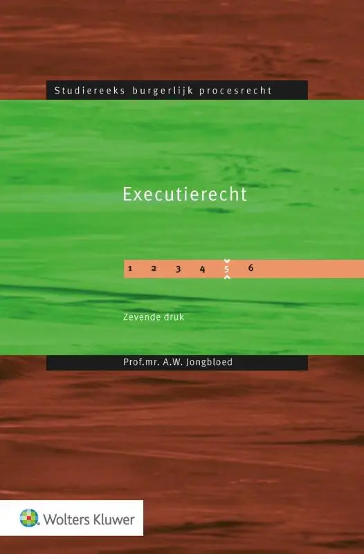 Groen studieboek executierecht met oranje balk en zwarte tekst uitgegeven door wolters kluwer nederland