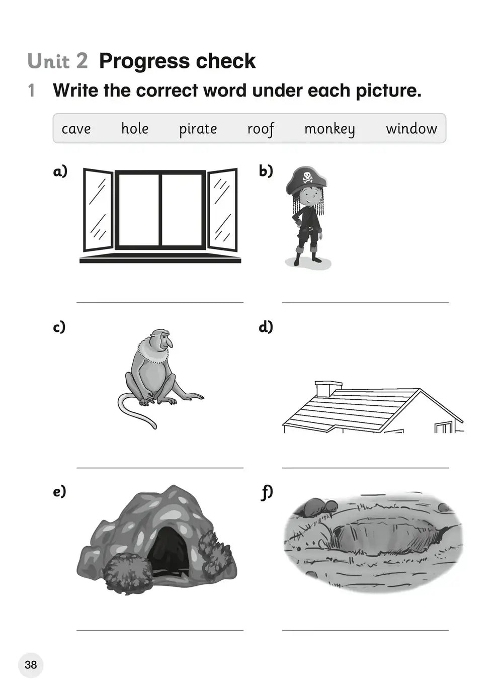 Zwart-wit geïllustreerde piraat met tricorn-hoed en doodskopembleem op explore english student’s coursebook 2 voor cambridge primary english tweede taal curriculum