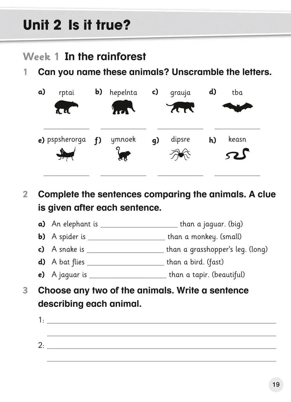 This black-and-white worksheet from explore english student coursebook 4 features animal unscrambling for cambridge primary english teacher’s guide