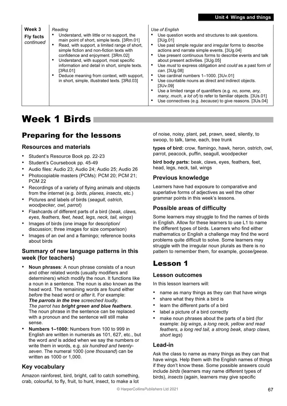 Pagina uit explore english teachers guide 3 tweede editie met gedetailleerde lesplannen voor second language curriculum framework