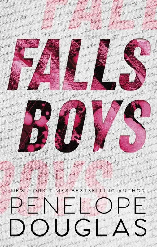 Roze en zwarte textuur boekomslag met de titel falls boys van penelope douglas voor het boek falls boys