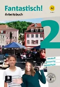 De cover van het fantastich 2 arbeidsboek talenland versie toont een kleurrijke illustratie met europese straat en mensen