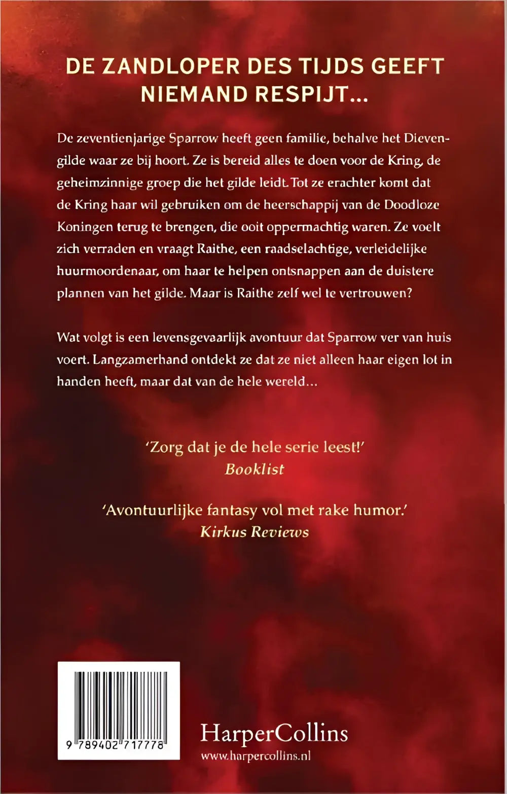 De achterkant van een roodgeribde young adult fantasy roman fateless van julie kagawa, uitgegeven door harpercollins