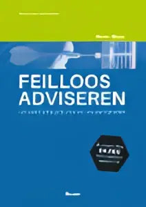 Het feilloos adviseren product toont een zwart zeshoekig logo met witte tekst feilloos adviseren en kleiner adviseren van koninklijke boom uitgevers