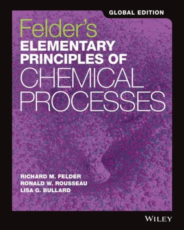 Paarse, getextureerde boekomslag van felder’s elementary principles of chemical processes global edition voor chemical engineering en energy balances
