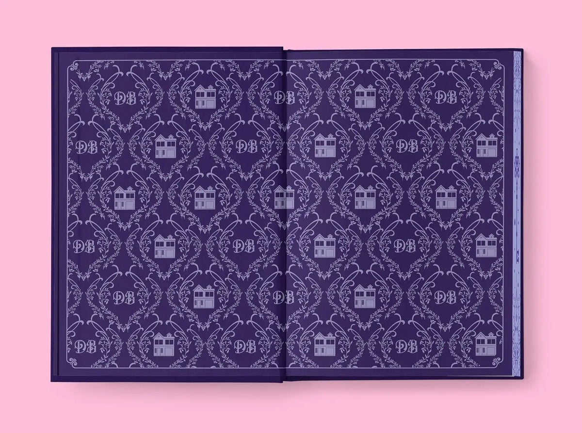 A deep purple special edition book final offer by lauren asher with intricate white damask house and db monogram patterns