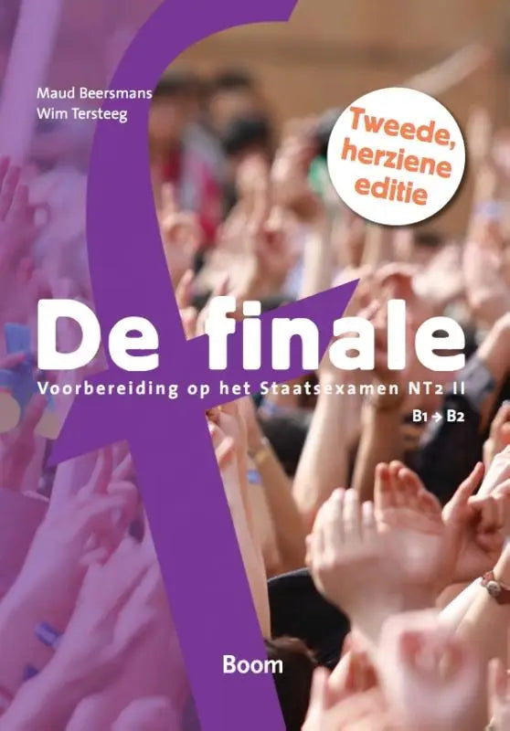 Purple and white book cover of de finale by maud beersmans and wim tersteeg published by koninklijke boom uitgevers featuring clapping hands