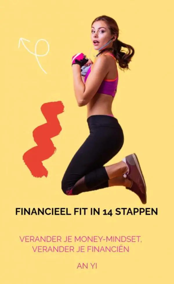 Vrouw in paarse sportbeha en zwarte legging met roze handschoenen en bruine sneakers voor financieel fit stappenplan