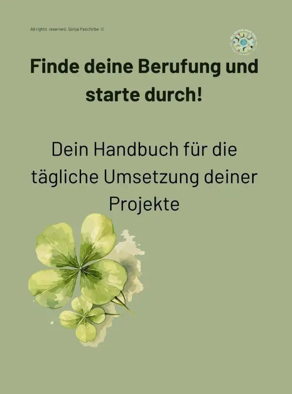 Groene aquarel illustratie van een vierbladige klaver voor findet deine berufung und starte durch dein handbuch