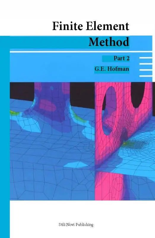 Boekomslag finite element method deel 2 met blauw en roze geometrisch ontwerp door g.e