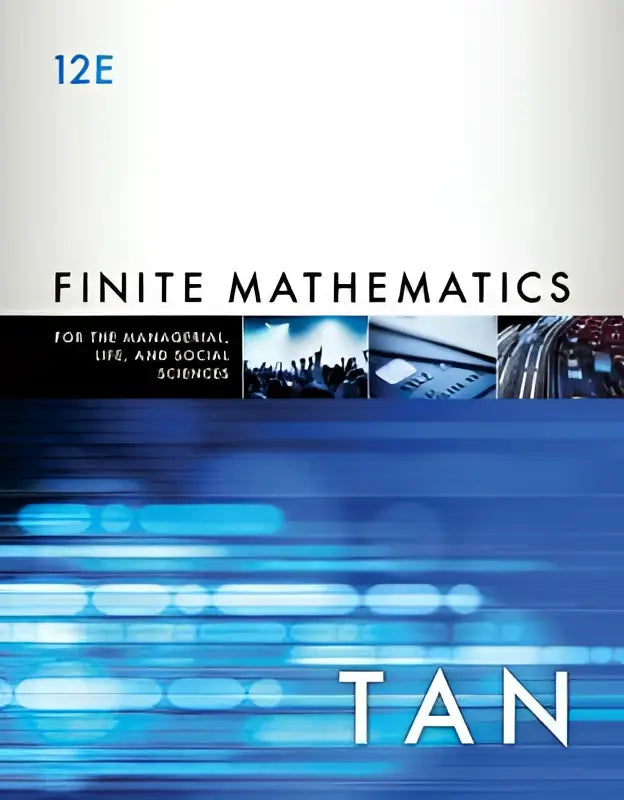 De voorkant van het boek finite mathematics for the managerial toont een blauwe en zwarte digitale lijnontwerp met witte letters
