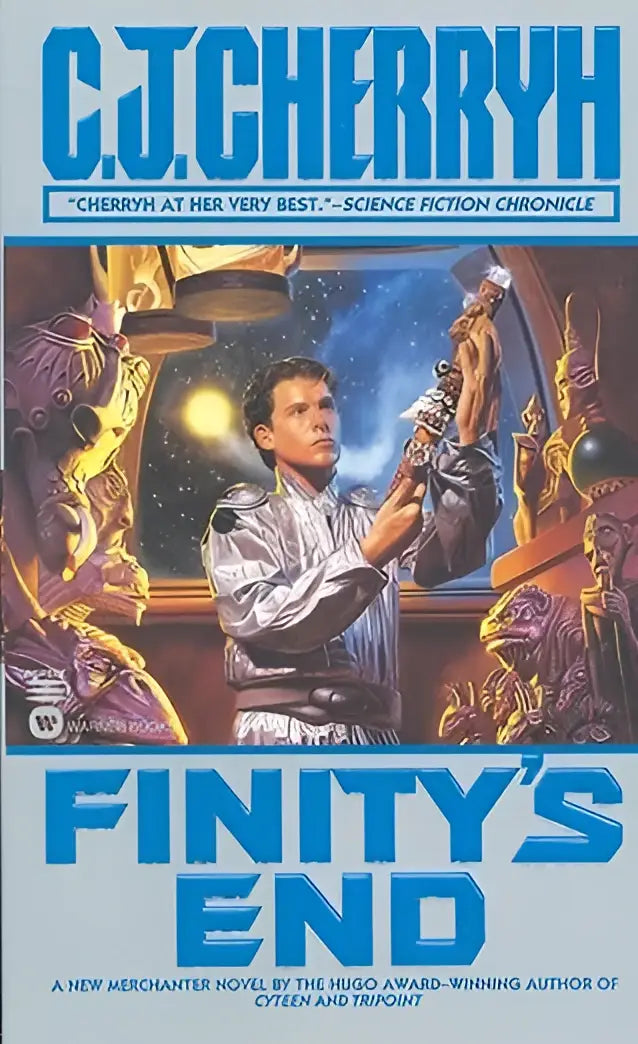 De boekomslag toont het sciencefictionboek Finitys end van c.j. uit de Company Wars serie boek 7