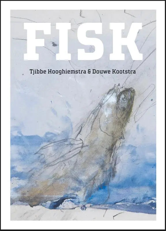 Aquarel schilderij van een vis in zachte blauwtinten en aardse bruintinten met zichtbare penseelstreken, product Fisk
