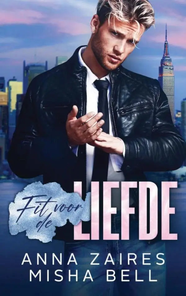 Man met gestileerd blond haar draagt een zwarte leren jas in de productfoto fit voor de liefde