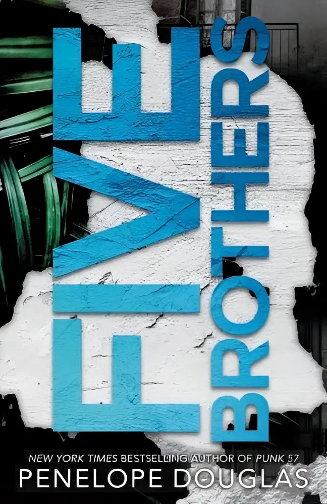 Blauwe cover van het boek Five Brothers door Penelope Douglas met een eenvoudig en opvallend ontwerp