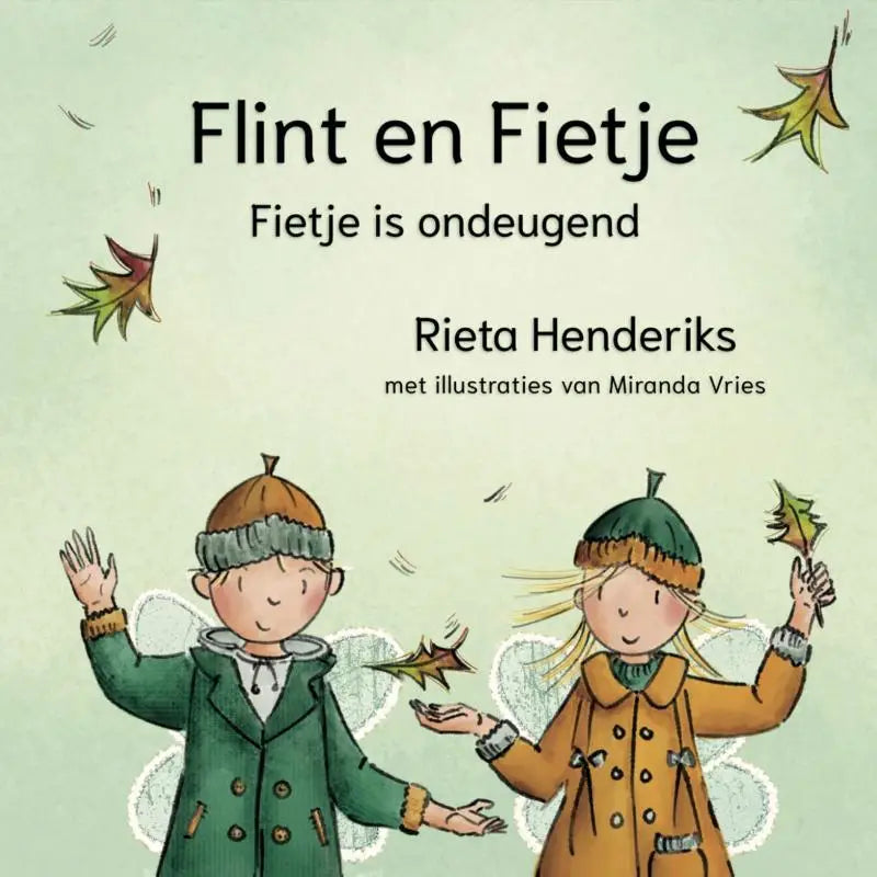 Kinderen boekflint en fietje met twee kinderen in herfstkleding voor jonge lezers met fietje is ondeugend