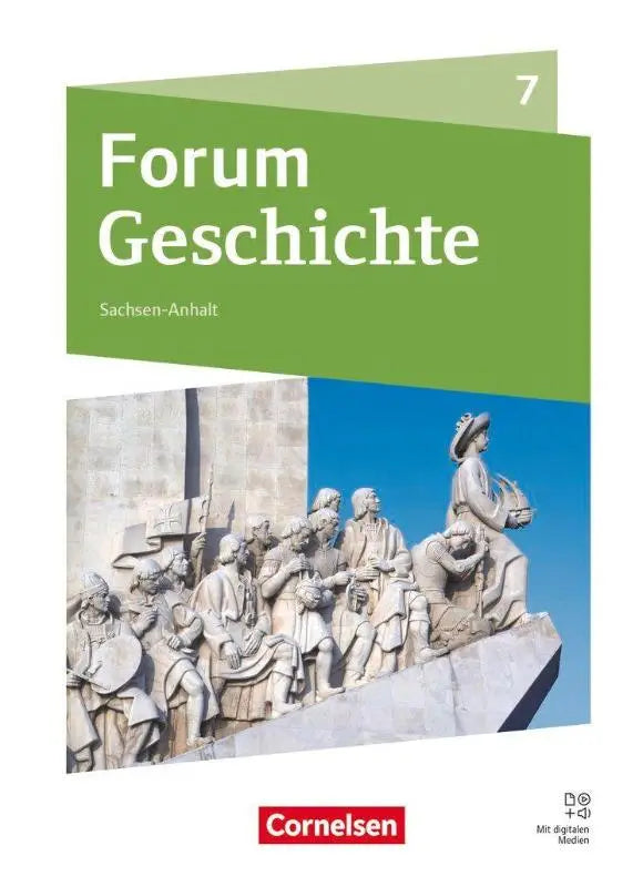 Groen forum geschichte schulbuch met stenen beeldhouwwerk nieuwe ausgabe voor gymnasium sachsen-anhalt vanaf 2025