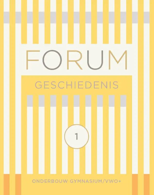 Yellow and white striped forum geschiedenis leerboek cover for dutch gymnasium vwo history education level 1