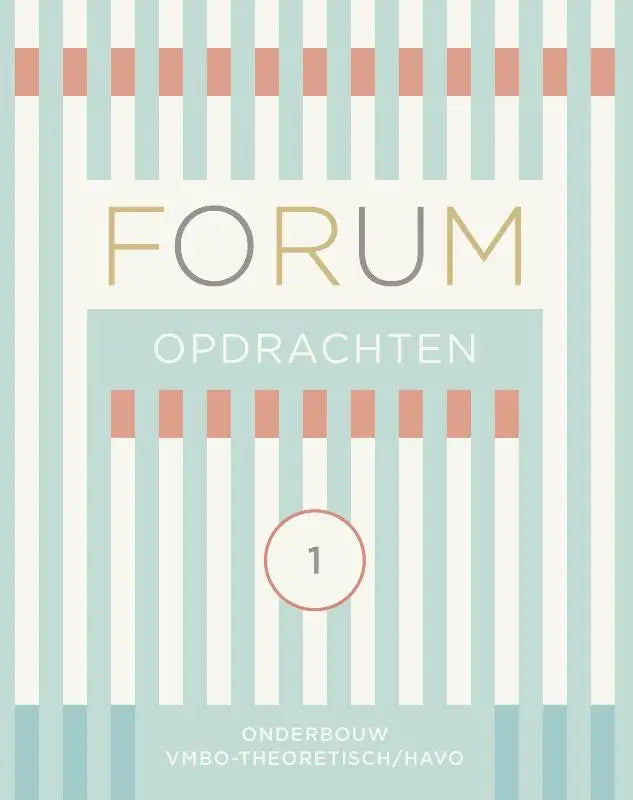 Cover van het forum geschiedenis opdrachtenboek vmbo-theoretisch havo 1 met lichtblauwe en crèmekleurige strepen