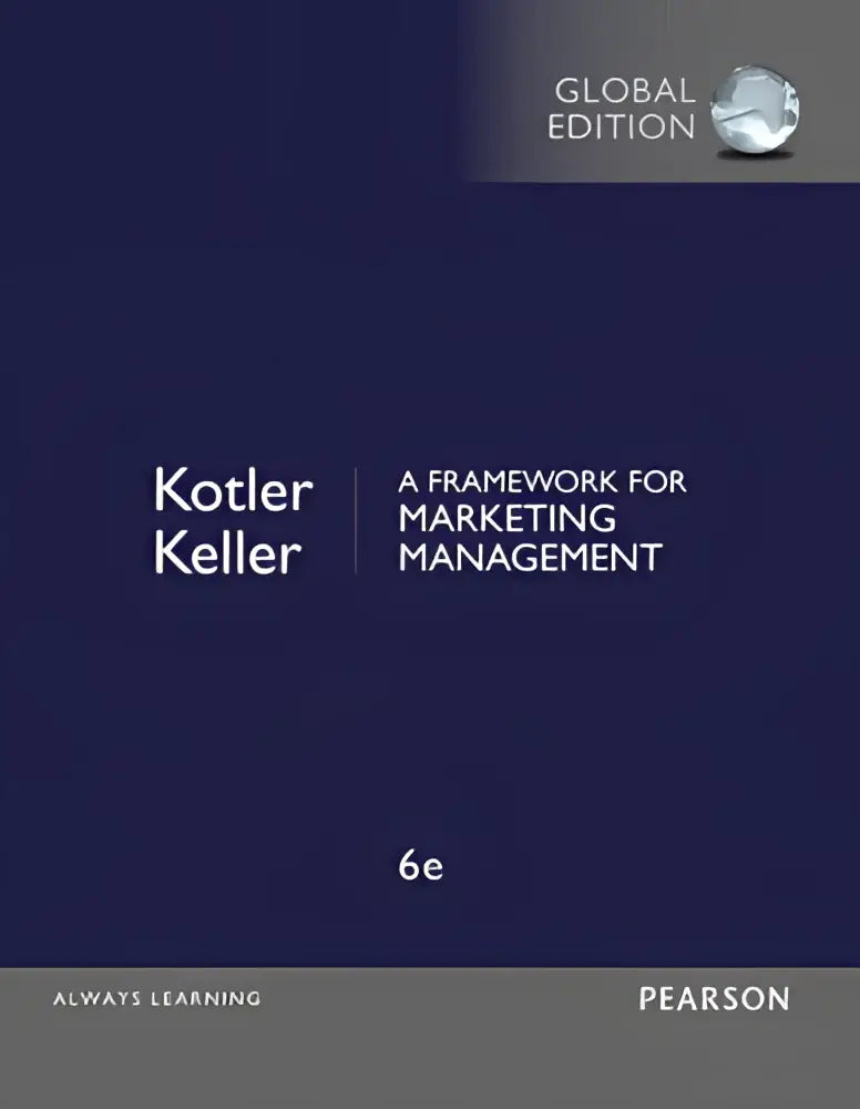 Donkerblauw hardcover leerboek framework for marketing management door kotler en keller, 6e editie, wereldwijde/europese editie