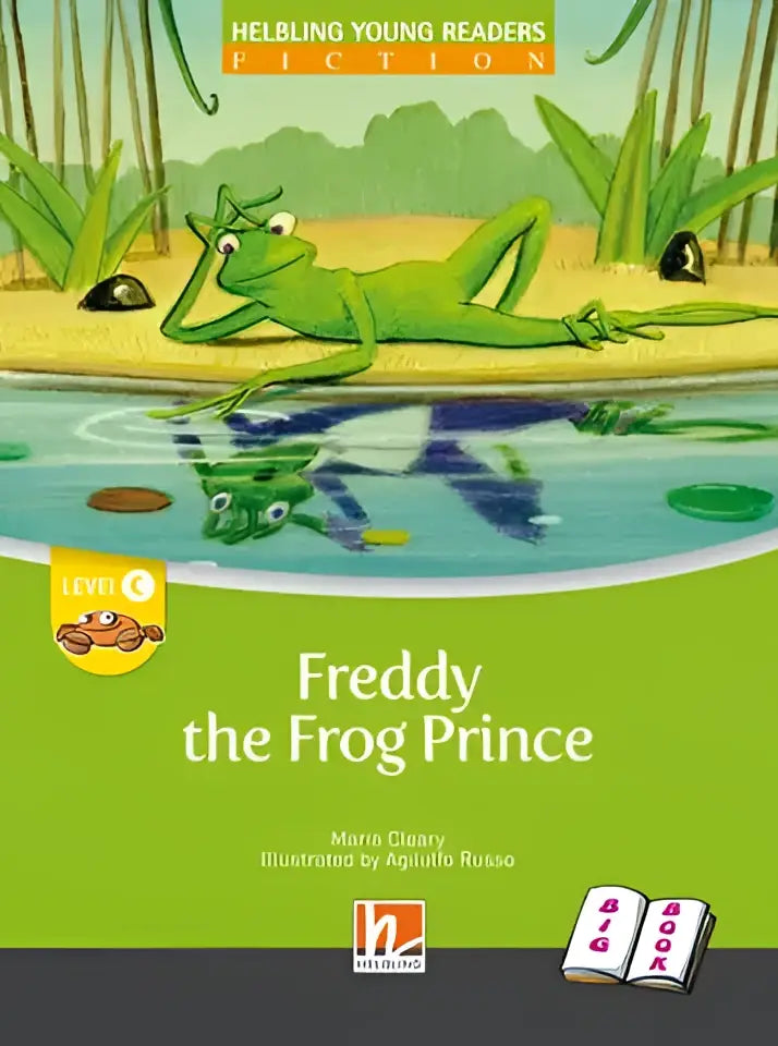 Groots geïllustreerd kinderboek Freddy de Kikkerprins met cartoonkikker op cover