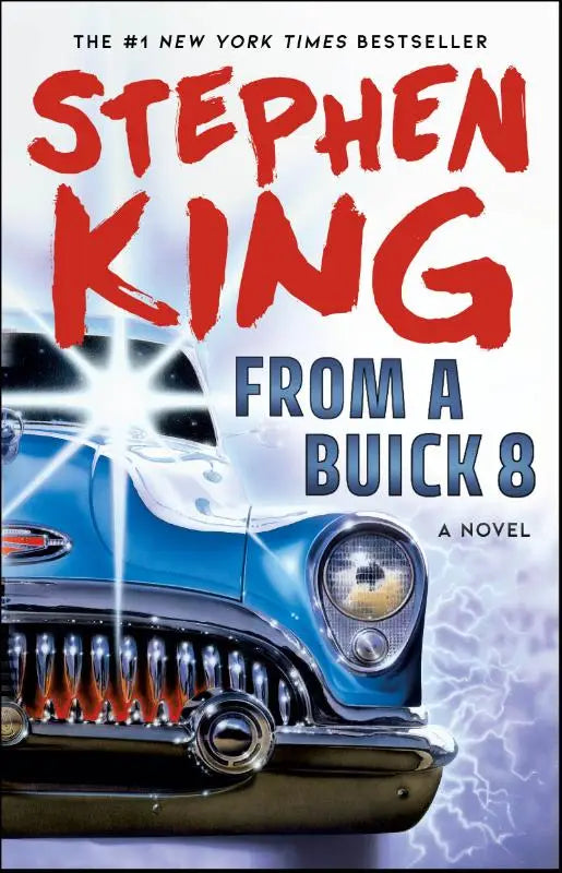 Voorkantrooster van een blue en chrome buick 8 met vurige oranje accenten uit from a buick a novel