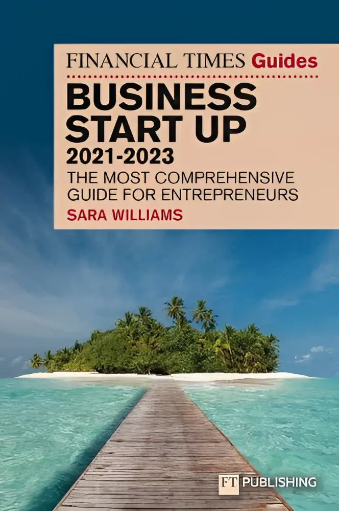 De ft guide to business start up 2021-2023 met een tropisch eiland en houten pier op de voorkant