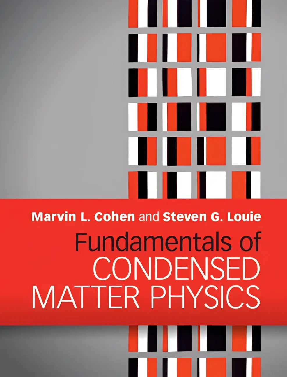 Rode hardcover boek fundamentals of condensed matter physics door marvin l met zwart-wit geometrisch patroon