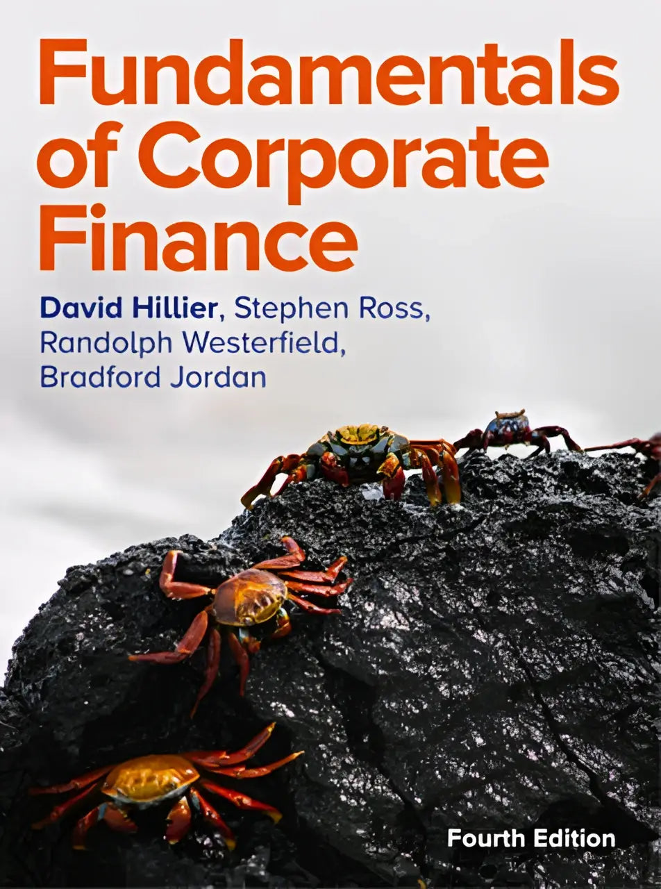 De cover van fundamentals of corporate finance 4e toont oranje en rode krabben op zwart vulkanisch gesteente