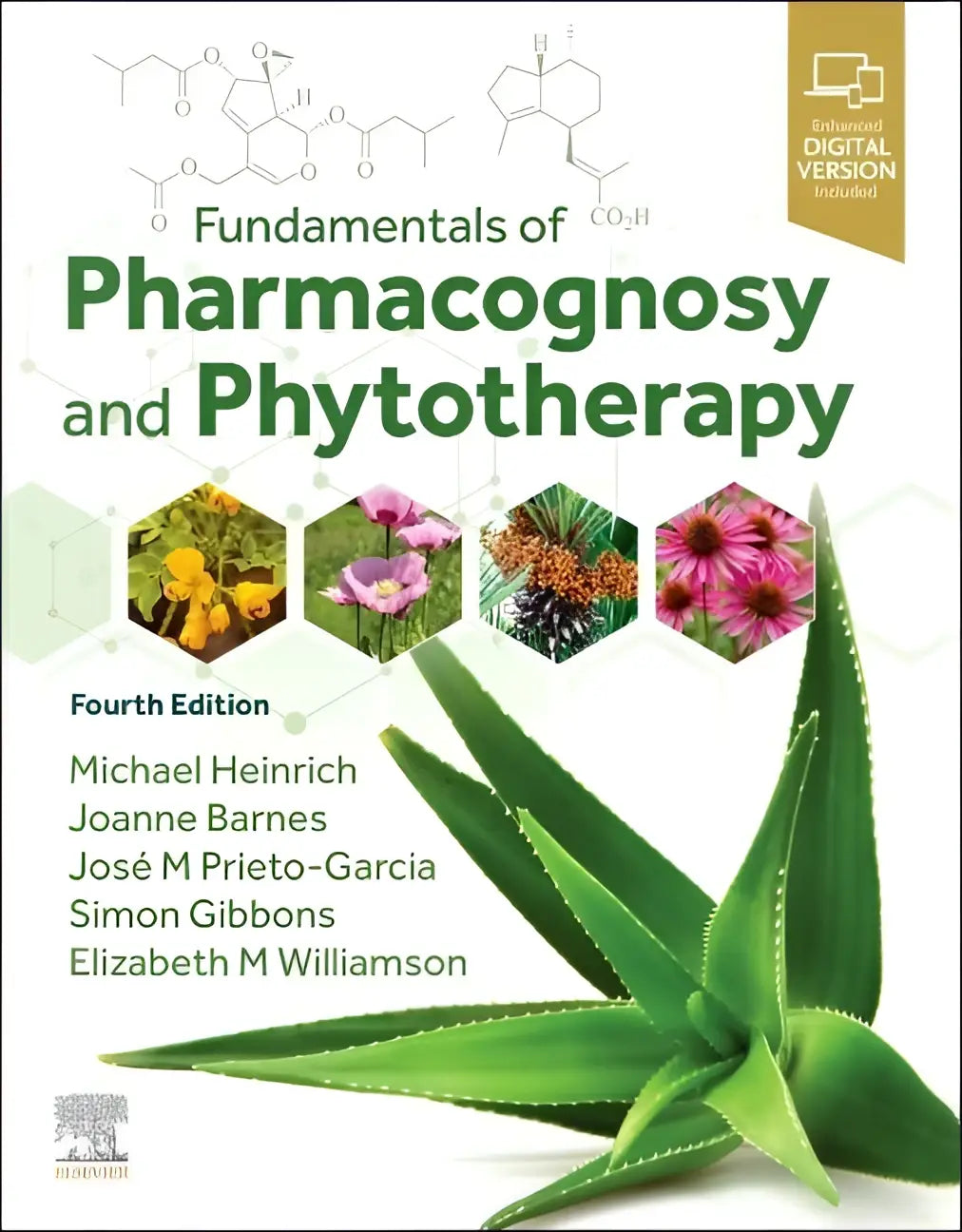 Groene aloë vera plant prominent afgebeeld op de omslag van het boek fundamentals of pharmacognosy and phytotherapy