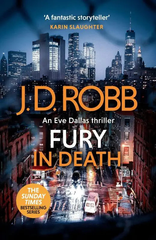 De boekcover van fury in death door j d toont een eve dallas thriller en deel 63 in de in death serie