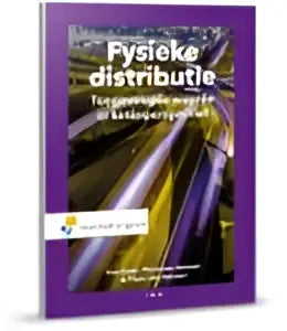 Paars glanzend boek fysieke distributie van walter ploos uitgegeven door gyldendal met abstracte lichtstrepen