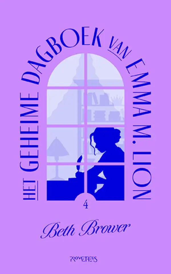 Paars boekje het geheime dagboek van emma m lion 4 met blauwe silhouet van meisje en raam beth brower vertaalde literaire roman