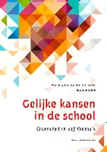 De boekcover van gelijke kansen in de school toont opvallende rode en zwarte tekst op een witte achtergrond in onderwijs algemeen