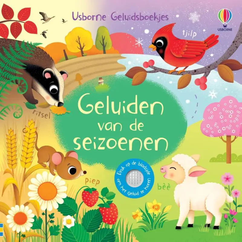 Kleurrijk geïllustreerd kinderboek met seizoenselementen en cartoon dieren geluidsboekje binnen kinderboeken diversen
