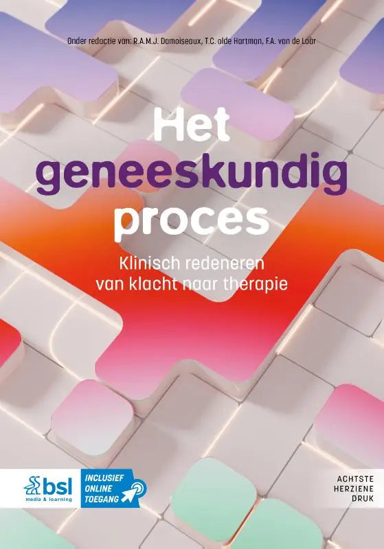 Cover van het medische leerboek het geneeskundig proces met modern design in zachte kleuren voor klinisch redeneren