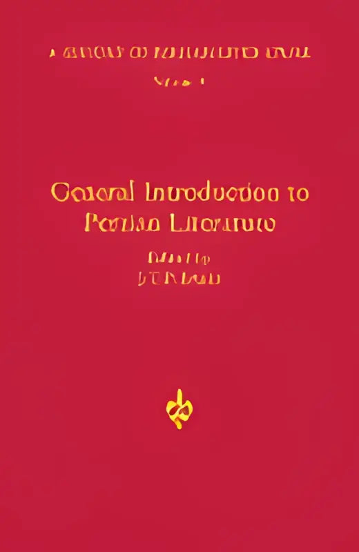 Rood hardcover boek met gouden letters en een diamantvormig emblem over de geschiedenis van perzische literatuur vol i