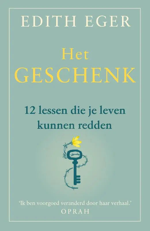 Het geschenk boek met teal achtergrond en gouden tekst biedt 12 lessen die je leven kunnen redden door edith eger