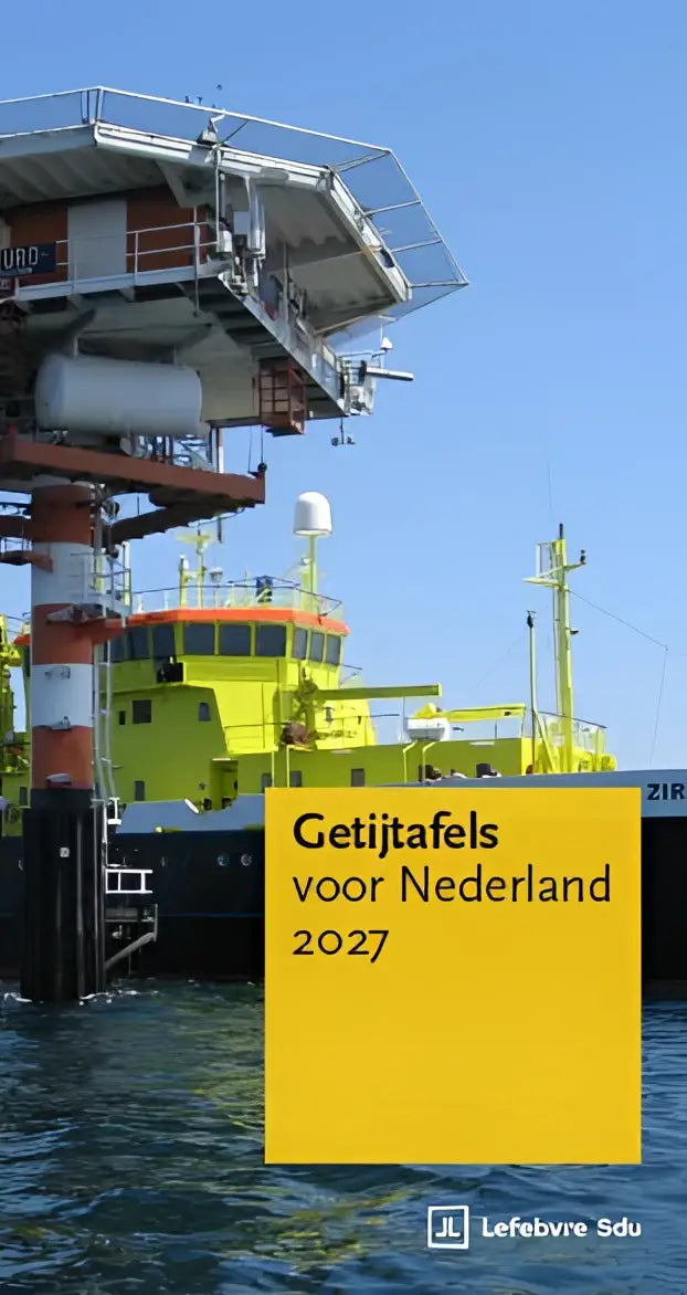 Gele boekomslag met zwarte tekst getijtafels voor nederland 2027 en uitgeverij lefebvre sdu logo zichtbaar