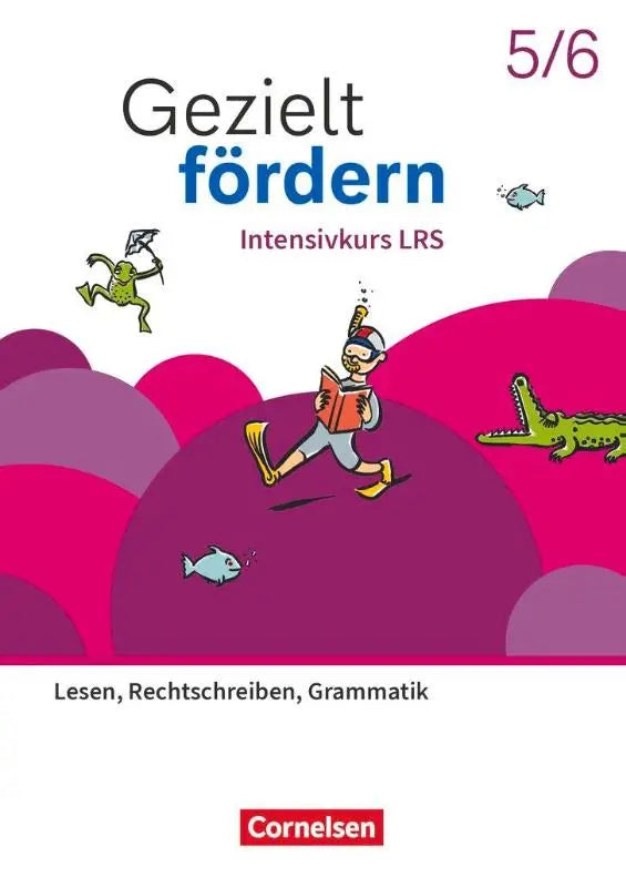 Cover van een gezielt fördern lern- und übungshefte deutsch 5/6 met roze paarse vormen en kleurrijke cartoons
