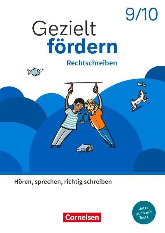 Blauw geïllustreerde gezielt fördern leer- en oefenboeken deutsch met twee kinderen en rope thema rechtschreiben