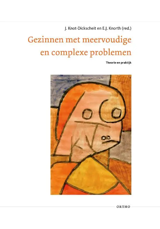 Abstract oranje en gele portretillustratie op de boekcover gezinnen met meervoudige en complexe problemen sociale pedagogie