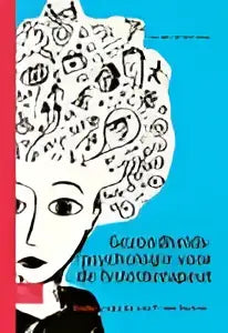 Vibrante blauw-witte geïllustreerde boekcover met gestileerd gezicht en lijntekeningen voor gezondheidspsychologie bsl media