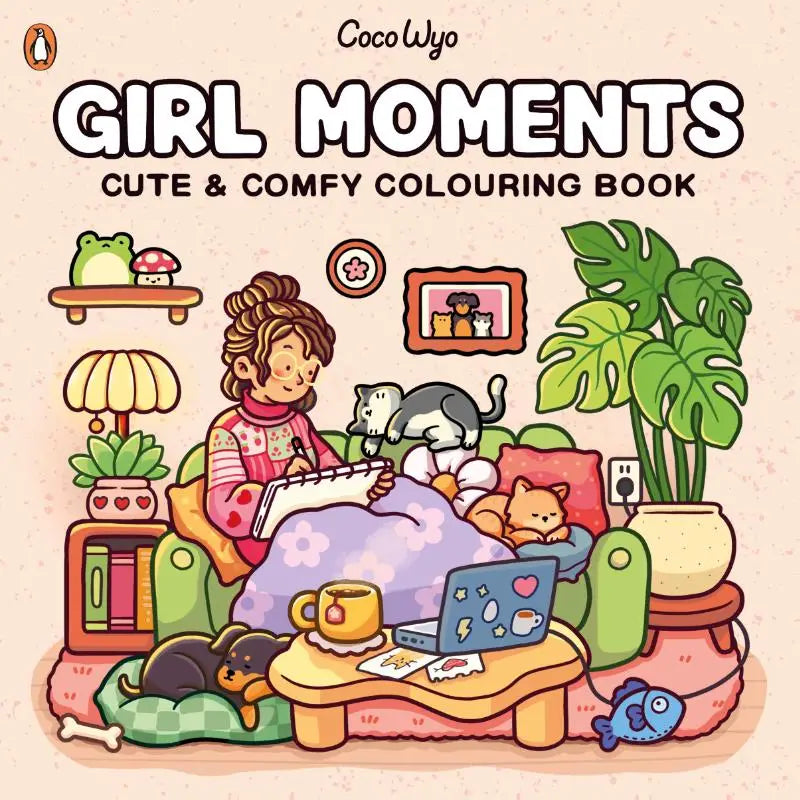 Cocowyo girl moments kleurboek met schattige illustraties van een meisje in comfortabele kawaii-omgevingen voor jonge lezers