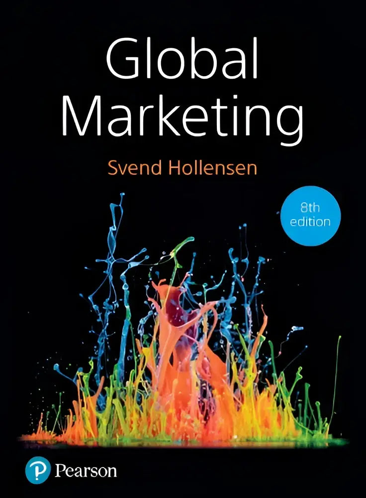 Zwarte harde kaft tekstboek global marketing van svend hollensen 8e editie door pearson over internationale marketing