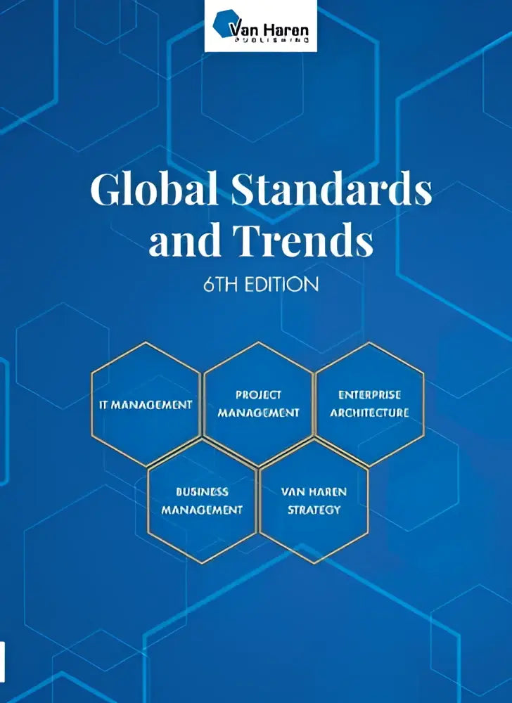 Blauw hardcover boek global standards and trends 6e editie van van haren publishing over global standards