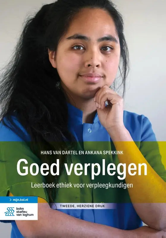 Goed verplegen boek met blauwe en groene kaft en vrouw in uniform door ankana spekkink bsl media