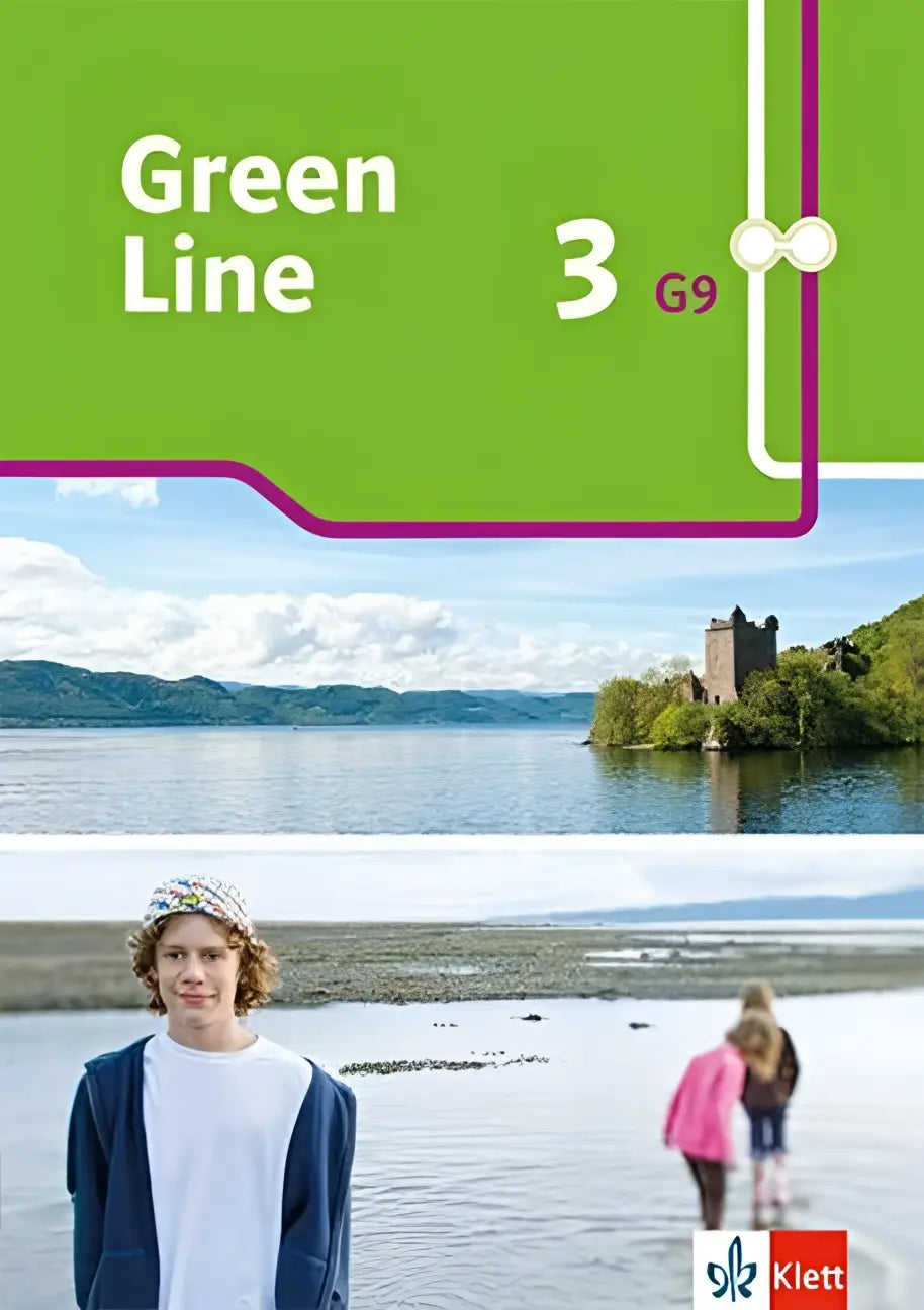 Green line 3 g9 workbook mit audios cover met een kasteel aan een meer onder een partly cloudy sky